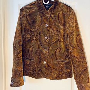 Jones New York Brown Paisley Corduroy Jacket